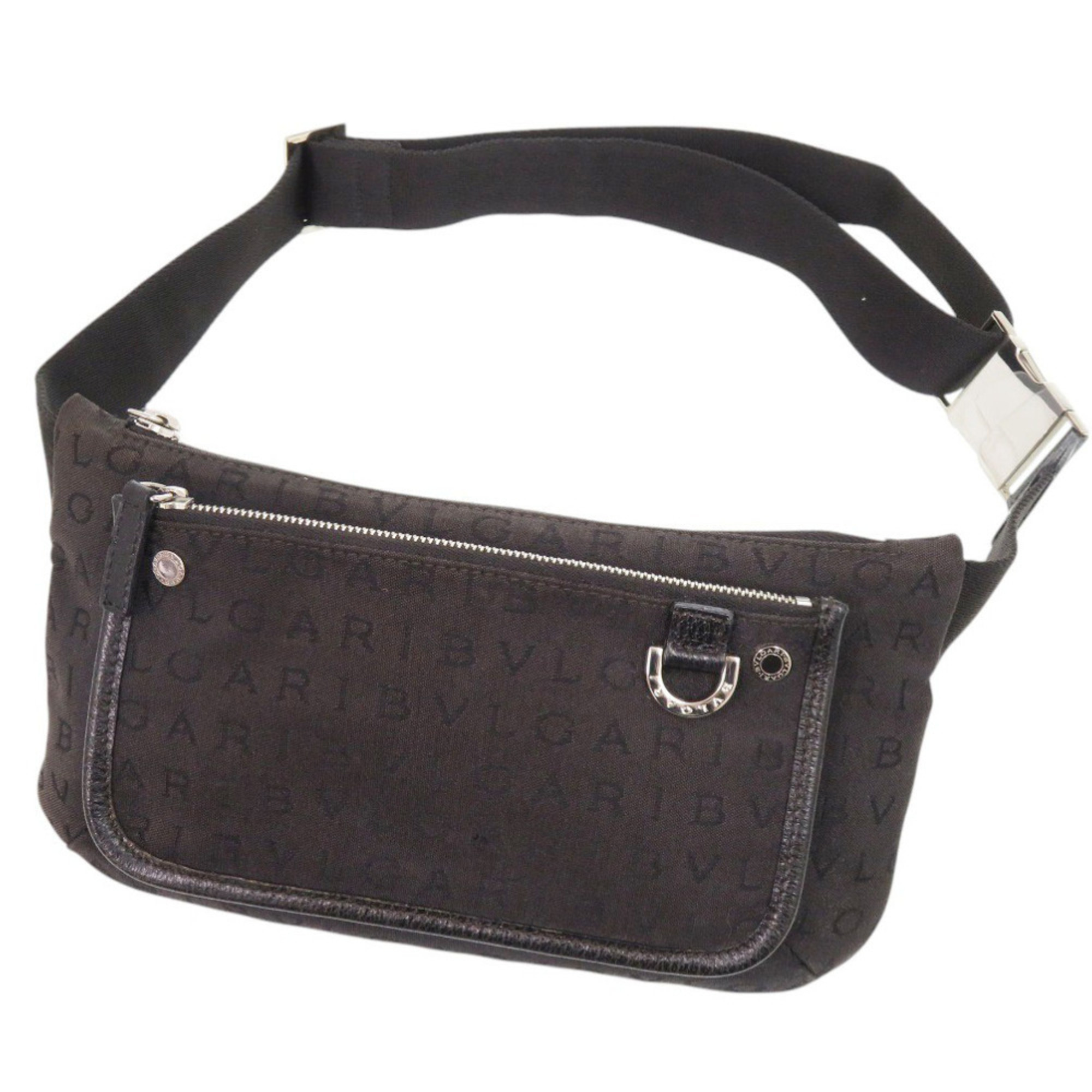 Bvlgari Logomania Canvas Black Bag, Body Waist 0366 Men's